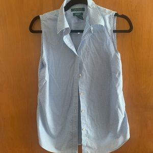 Blue/ white checkered sleeveless Ralph Lauren M